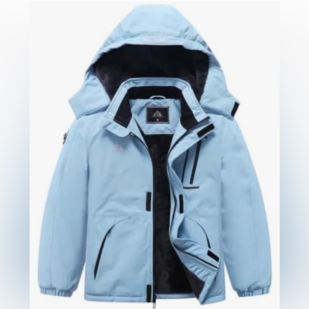NWT Kids Light Blue Hooded Jacket Sz 11/12 (damage)